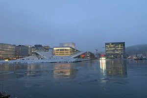 Oslo Opera House with MUNCH Museum behind