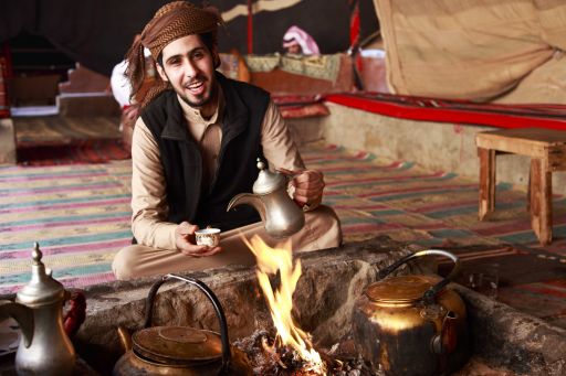 Wadi Rum - Bedouin man serving Arabic coffee