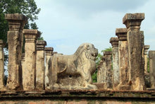 Polonnaruwa - Stone lion and columns